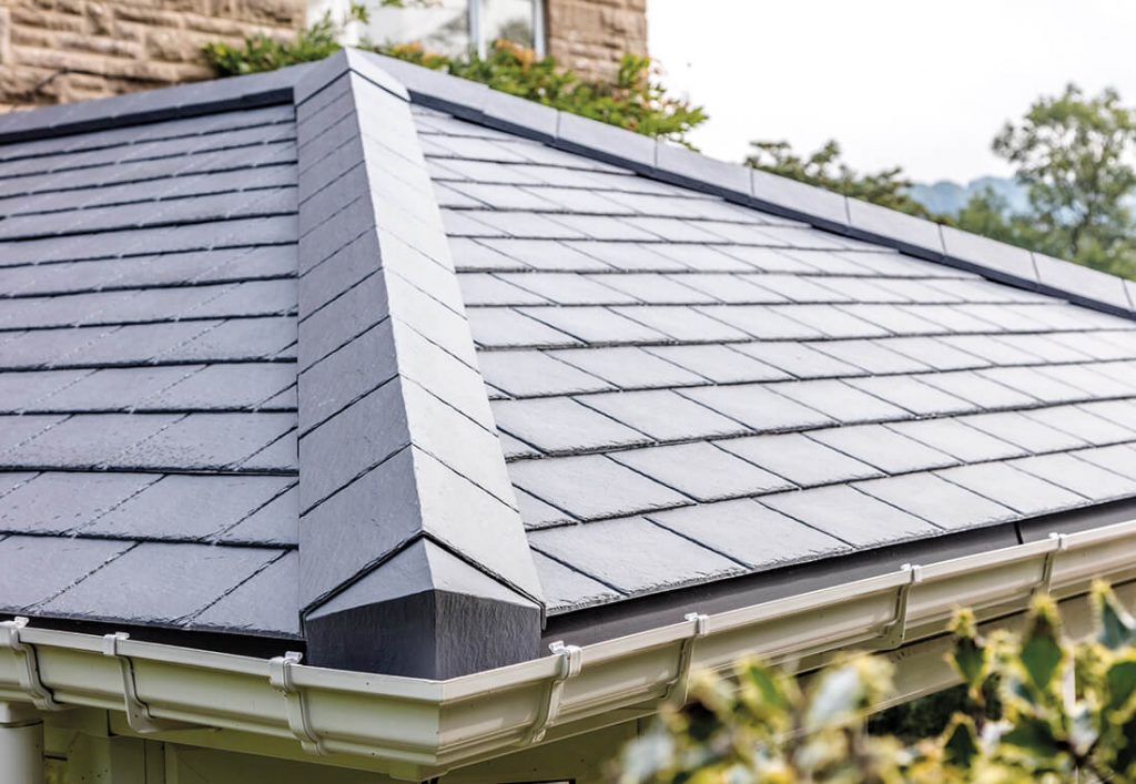 Tiled conservatory roof close up