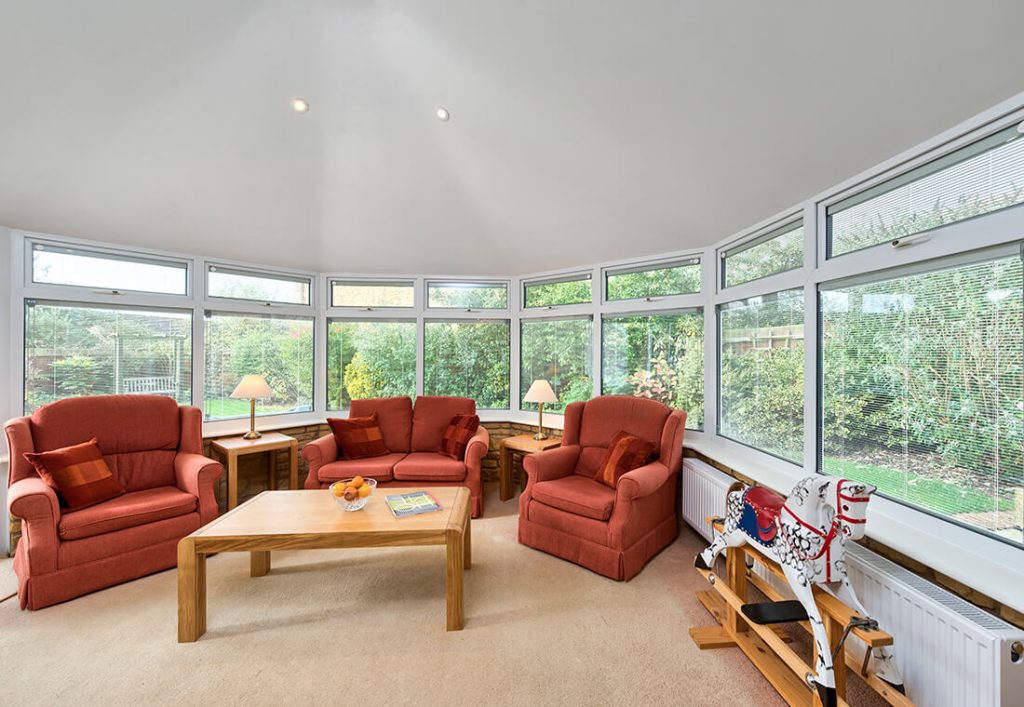 Victorian tiled roof conservatory interior view